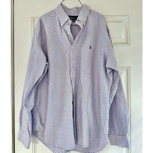 Vintage 90s Ralph Lauren Shirt Men XL Pink Oxford Preppy Flesh Pony Check LTP
